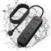 imageTESSAN Outdoor Power Strip Weatherproof 6FT Extension Cord Waterproof with 4 Outlets 1 Switch 1250W Surge Protector 1700J Wall Mountable for Home Office and Patio Christmas Lights BlackBlack