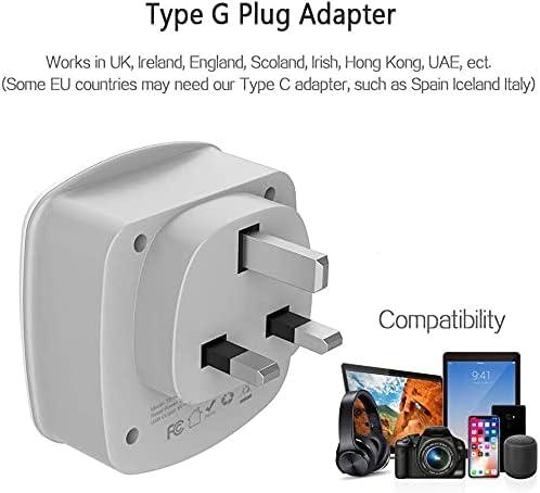 imageTESSAN Germany France Power Adapter Type E F Plug Adaptor with 2 USB Ports 2 AC Outlets US to European Europe German French Spain Greece Iceland Norway Russia Korea PolandGreyType G2 Pack