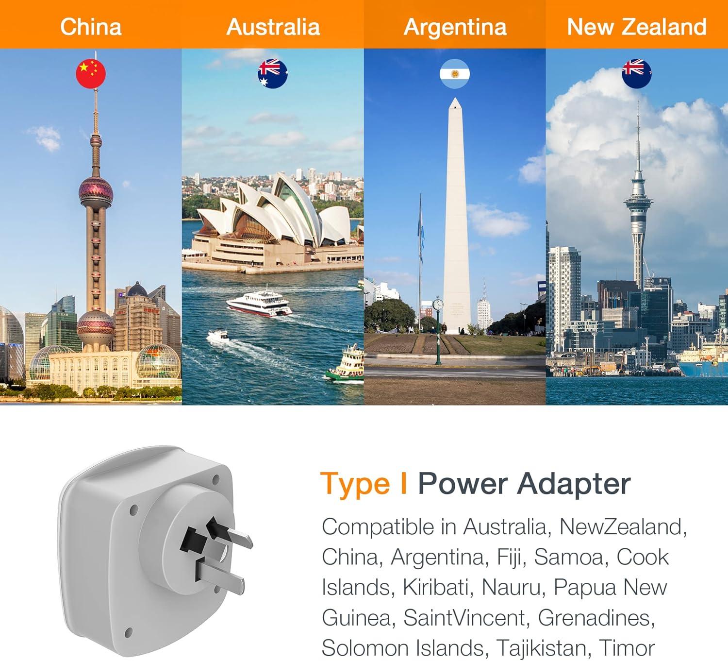 imageTESSAN Germany France Power Adapter Type E F Plug Adaptor with 2 USB Ports 2 AC Outlets US to European Europe German French Spain Greece Iceland Norway Russia Korea PolandGreyType I