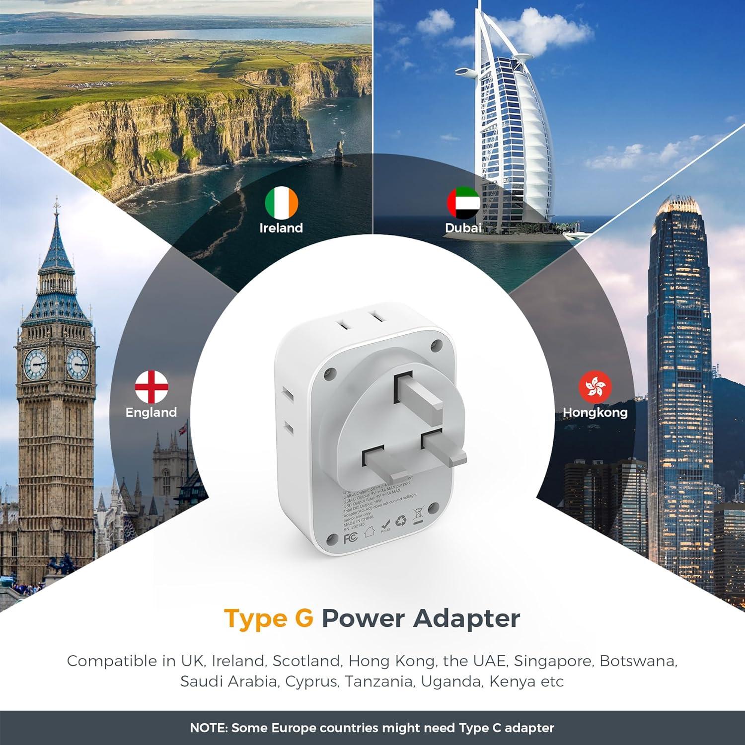 imageUS to UK Plug Adapter 3 Pack TESSAN Type G Travel Plug with 4 Outlets 3 USB Ports1 USB C Magnetic Portable Charger 10000mAh Battery Pack for iPhone 15141312MiniProPro Max