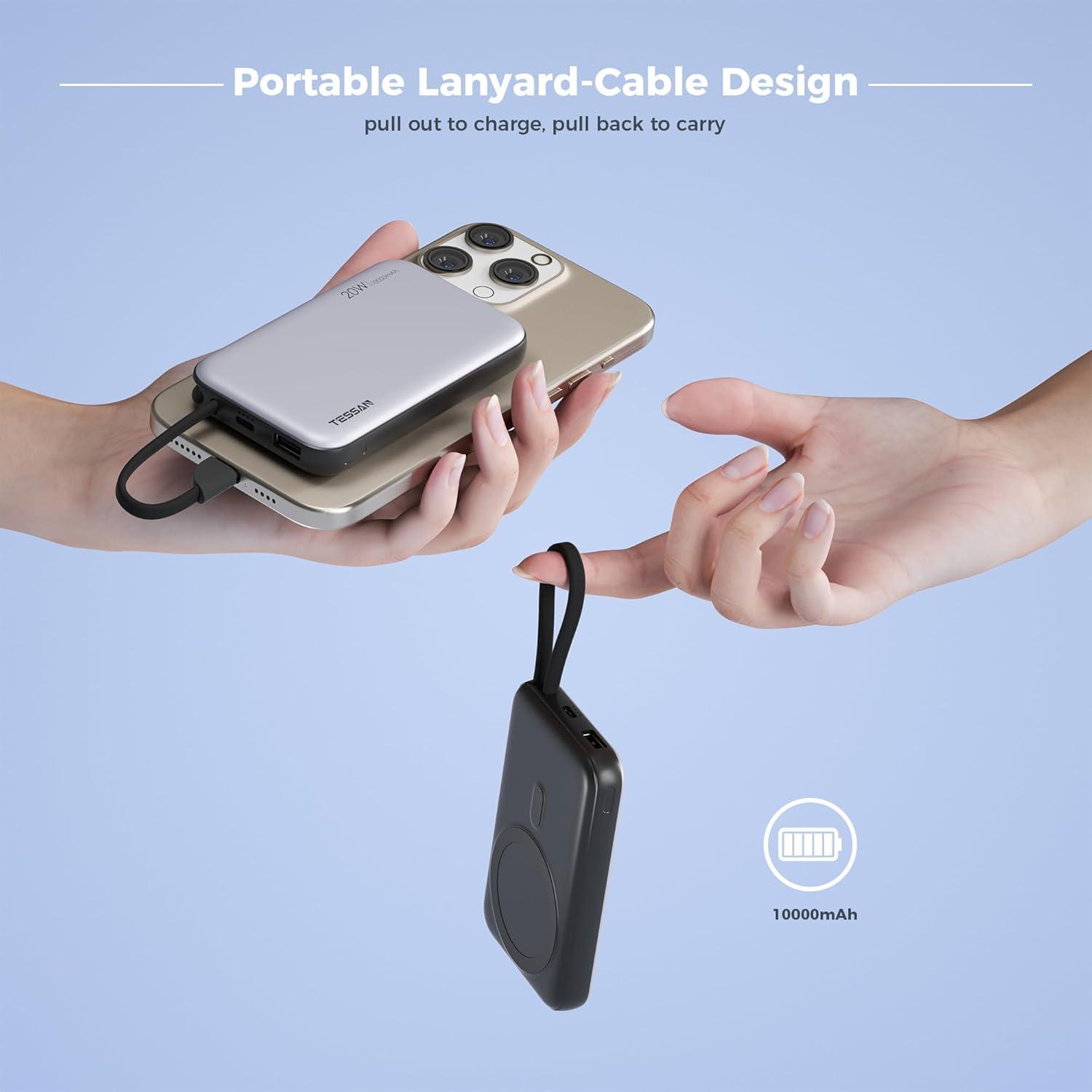 imageUS to UK Plug Adapter TESSAN Type G Travel Converter with 3 USB Charger1 USB C Port Magnetic Portable Charger 10000mAh Battery Pack for iPhone 15141312MiniProPro Max