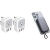 image2 Pack US to UK Plug Adapter TESSAN Ireland Scotland Type G Power Adapter 4 American Outlets 3 USB Magnetic Portable Charger 10000mAh Battery Pack for iPhone 15141312MiniProPro Max