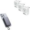 imageTESSAN 3 Pack European Travel Plug Adapter USB C US to Europe Power Adapter with 4 AC Outlets and 3 USB 1 USB C Magnetic Portable Charger 10000mAh 20W Fast Charging Battery Pack with USBC