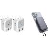 imageTESSAN European Travel Plug Adapter 2 Pack US to Europe Power Adapter with 4 AC Outlets and 3 USB Magnetic Portable Charger 10000mAh 20W Battery Pack for iPhone 15141312MiniProPro Max