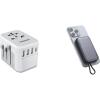 imageTESSAN International Plug Adapter Universal Power Adaptor with 4 USB Ports 1 USB C Magnetic Portable Charger 10000mAh 20W Fast Charging Battery Pack for iPhone 15141312MiniProPro Max