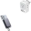 imageTESSAN Type E F Plug Adapter Germany France Power Adapter with 3 USB Ports1 USB C 4 AC Outlets Magnetic Portable Charger 10000mAh 20W Battery Pack for iPhone 15141312MiniProPro Max