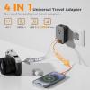 imageTESSAN Universal Travel Adapter International Power Adapter PD 20W 2 USB C 1 USB A Ultra Thin Travel Worldwide Plug Adaptor Universal Charger for US to Europe UK Australia Ireland Type C G A I