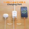 imageTESSAN Small Flat Plug Power Strip with 1 PD20W Retractable USB C Cable 5 ft Ultra Thin Extension Cord with 3 AC Outlets 3 USB Ports 5 ft Slim Plug for Cruise Ship Travel Dorm Home OfficeWhite