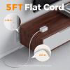 imageTESSAN Small Flat Plug Power Strip with 1 PD20W Retractable USB C Cable 5 ft Ultra Thin Extension Cord with 3 AC Outlets 3 USB Ports 5 ft Slim Plug for Cruise Ship Travel Dorm Home OfficeGray