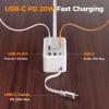 imageTESSAN Small Flat Plug Power Strip with 1 PD20W Retractable USB C Cable 5 ft Ultra Thin Extension Cord with 3 AC Outlets 3 USB Ports 5 ft Slim Plug for Cruise Ship Travel Dorm Home OfficeGray