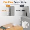 imageTESSAN Small Flat Plug Power Strip with 1 PD20W Retractable USB C Cable 5 ft Ultra Thin Extension Cord with 3 AC Outlets 3 USB Ports 5 ft Slim Plug for Cruise Ship Travel Dorm Home OfficeWhite