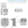 imageTESSAN US to Japan Plug Adapter 2 Prong to 3 Prong Outlet Adapter with Two AC Outlets 2 USB Ports Travel Power Adaptor for USA to Japanese Tokyo Canada Mexico Philippines Peru Colombia Type AwhitegreyType A