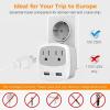 imageTESSAN US to Japan Plug Adapter 2 Prong to 3 Prong Outlet Adapter with Two AC Outlets 2 USB Ports Travel Power Adaptor for USA to Japanese Tokyo Canada Mexico Philippines Peru Colombia Type AGrayType C