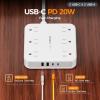 imageTESSAN Surge Protector Power Strip 2100J 5 Ft Flat Plug Extension Cord with Multiple Outlets 4 USB 2 USB C 6 Outlets 1875W 15A 20W Multiple Desk Charging Station for Home Office Dorm RoomGrey