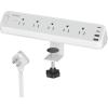 imageTESSAN Desk Clamp Power Strip 6 FT Surge Protector Power Strip with 5 AC Outlets 2 USB C and 2 USB A Ports 2100J Surge Protection Office Dorm Room Essentials GreyGrey