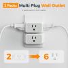 imageTESSAN Multi Plug Wall Outlet 2 Packs 3 Way Foldable Plug Adapter with 3 Outlets Extender Wall Charger Block 1875W Max Travel Essential for Cruise Ship Home Office Dorm RoomGray