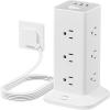 imageTower Power Strip with 6 Feet Extension Cord 8 Outlets 3 USB Chargers 1700 Joules Surge Protection Extension Cord with Multiple Outlets 1875W Office Supplies Dorm Essentials Charging StationWhite