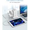 imageTower Power Strip with 6 Feet Extension Cord 8 Outlets 3 USB Chargers 1700 Joules Surge Protection Extension Cord with Multiple Outlets 1875W Office Supplies Dorm Essentials Charging StationWhite 8 Outlets