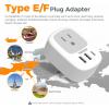 image2 Pack Type E F Plug Adapter TESSAN South Korea Outlet Adapter with 3 USB Ports 1 USB C Schuko Travel Plug for US to Europe EU Spain Germany France Iceland Greece Russia Norway