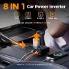 image200W Car Power Inverter TESSAN 12V DC to 110V AC Converter with 2 AC Outlets and 6 USB Ports with 36W USBC Car Charger Adapter PDQC 30 Fast Charging CarEssentials for Camping Road Trip Black36W