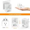 imageTESSAN European Travel Plug Adapter 2 Pack Builtin 20W Retractable USBC Cable Type C Power Adapter with 3 AC Outlets 4 USB Ports for US to Europe EU Italy Spain France Greece Iceland GermanyGrey white Type G