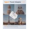 imageTESSAN European Travel Plug Adapter 2 Pack Builtin 20W Retractable USBC Cable Type C Power Adapter with 3 AC Outlets 4 USB Ports for US to Europe EU Italy Spain France Greece Iceland GermanyGrey white Type C