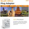 imageTESSAN European Travel Plug Adapter 2 Pack Builtin 20W Retractable USBC Cable Type C Power Adapter with 3 AC Outlets 4 USB Ports for US to Europe EU Italy Spain France Greece Iceland GermanyGrey white Type M
