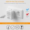 imageTESSAN European Travel Plug Adapter 2 Pack Builtin 20W Retractable USBC Cable Type C Power Adapter with 3 AC Outlets 4 USB Ports for US to Europe EU Italy Spain France Greece Iceland Germanywhite gray Type C