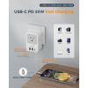 imageTESSAN European Travel Plug Adapter 2 Pack Builtin 20W Retractable USBC Cable Type C Power Adapter with 3 AC Outlets 4 USB Ports for US to Europe EU Italy Spain France Greece Iceland GermanyGrey white Type C
