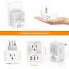 imageTESSAN European Travel Plug Adapter 2 Pack Builtin 20W Retractable USBC Cable Type C Power Adapter with 3 AC Outlets 4 USB Ports for US to Europe EU Italy Spain France Greece Iceland GermanyWhiteGrey Type L