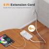 imageTESSAN Flat Plug Extension Cord 6 FT Surge Protector Power Strip with 8 AC Outlets 3 USB 1 USB C 1080 Joules 1875W 15A Multiple Wall Outlet Extender Station for Home Office School DormGray
