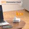 imageTESSAN Surge Protector Power Strip 5 Ft Extension Cord Flat Wall Plug with 4 USB 2 USB C 8 Outlets 2100J Protection 1875W 15A 20W Multiple Desk Charging Station for Home Office Dorm Room