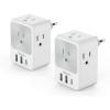 imageTESSAN European Travel Plug Adapter 2 Pack Builtin 20W Retractable USBC Cable Type C Power Adapter with 3 AC Outlets 4 USB Ports for US to Europe EU Italy Spain France Greece Iceland Germanywhite gray Type C