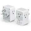 imageTESSAN European Travel Plug Adapter 2 Pack Builtin 20W Retractable USBC Cable Type C Power Adapter with 3 AC Outlets 4 USB Ports for US to Europe EU Italy Spain France Greece Iceland GermanyGrey white Type M