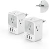 imageTESSAN European Travel Plug Adapter 2 Pack Builtin 20W Retractable USBC Cable Type C Power Adapter with 3 AC Outlets 4 USB Ports for US to Europe EU Italy Spain France Greece Iceland GermanyWhiteGrey Type L