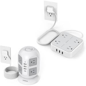 imageSurge Protector Power Strip TESSAN Flat Extension Cord with Multiple Outlets Multiple USB Ports Charging Station with Surge Protection for Home Office Dorm