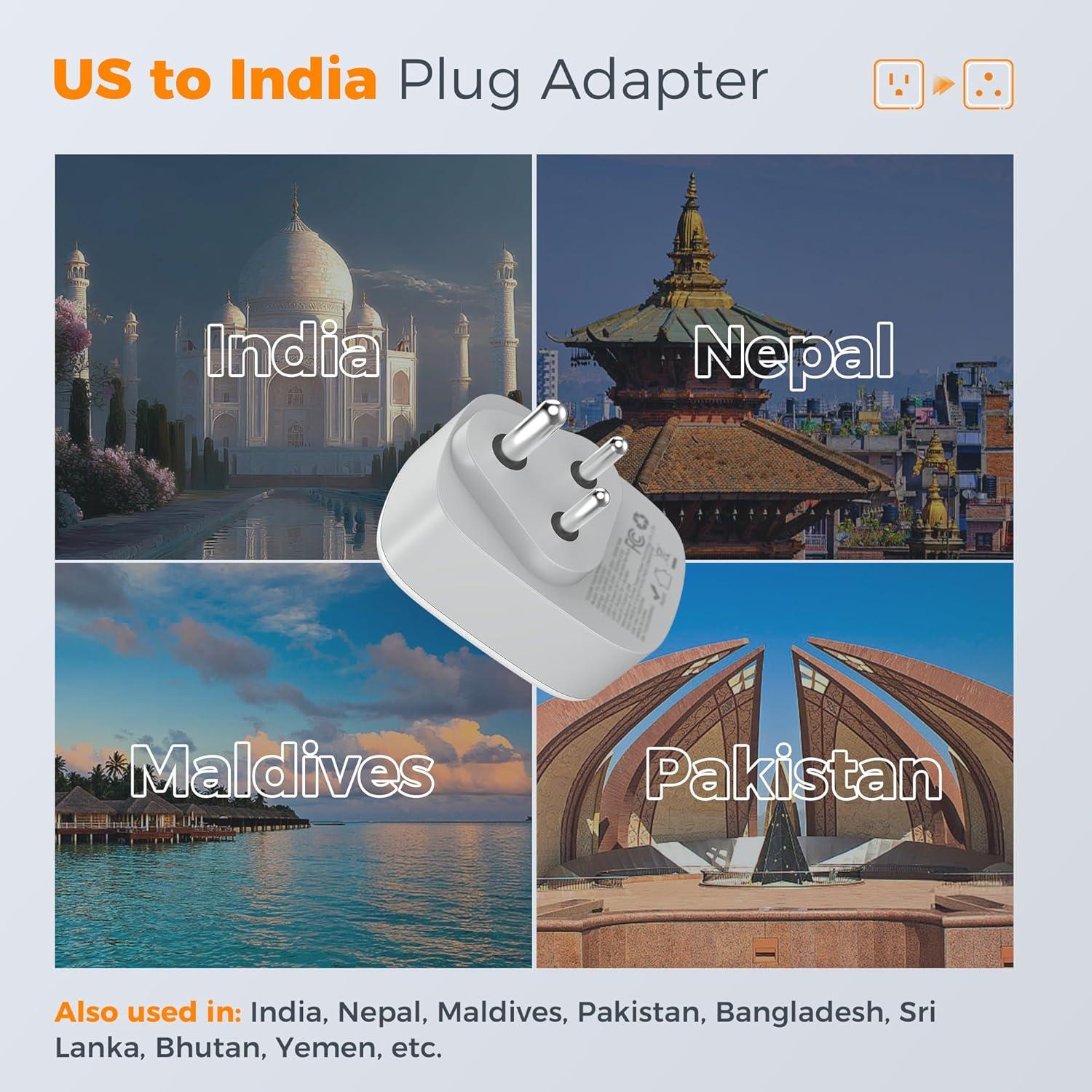 image2 Pack New Zealand Power Adapter TESSAN US to Australia Plug Adapter with 1 Electrical Outlet 3 USB Ports 1 USB C Type I Travel Outlet Adaptor for USA to Australian Argentina China Fiji AUwhite grey  Type D