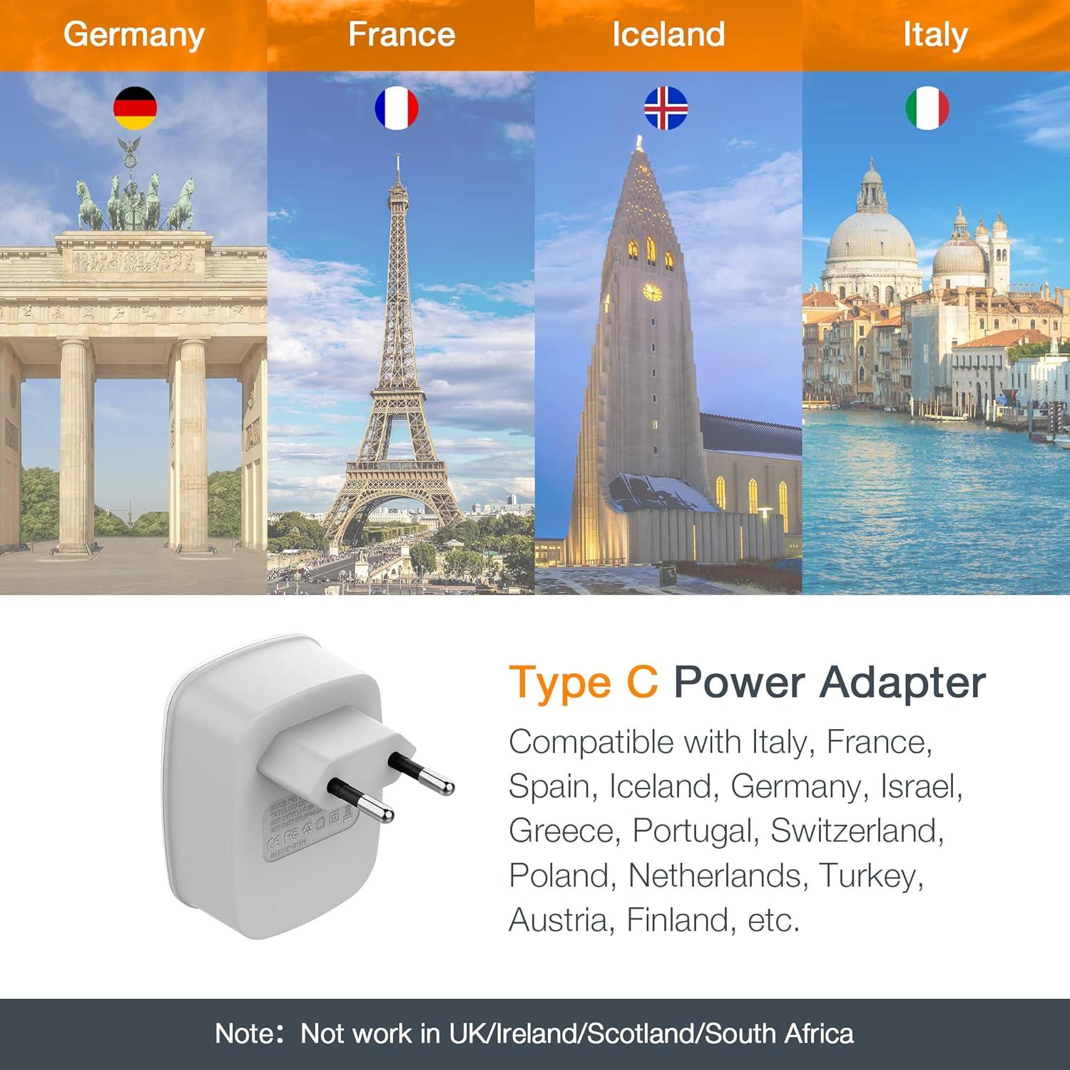 imageUS to India Plug Adapter 3 Pack TESSAN Type D Travel Adapter with 3 USB Ports 1 USB C Power Adaptor for US to India Nepal Maldives Pakistan Bangladesh Sri Lanka Bhutan YemenGrayType C