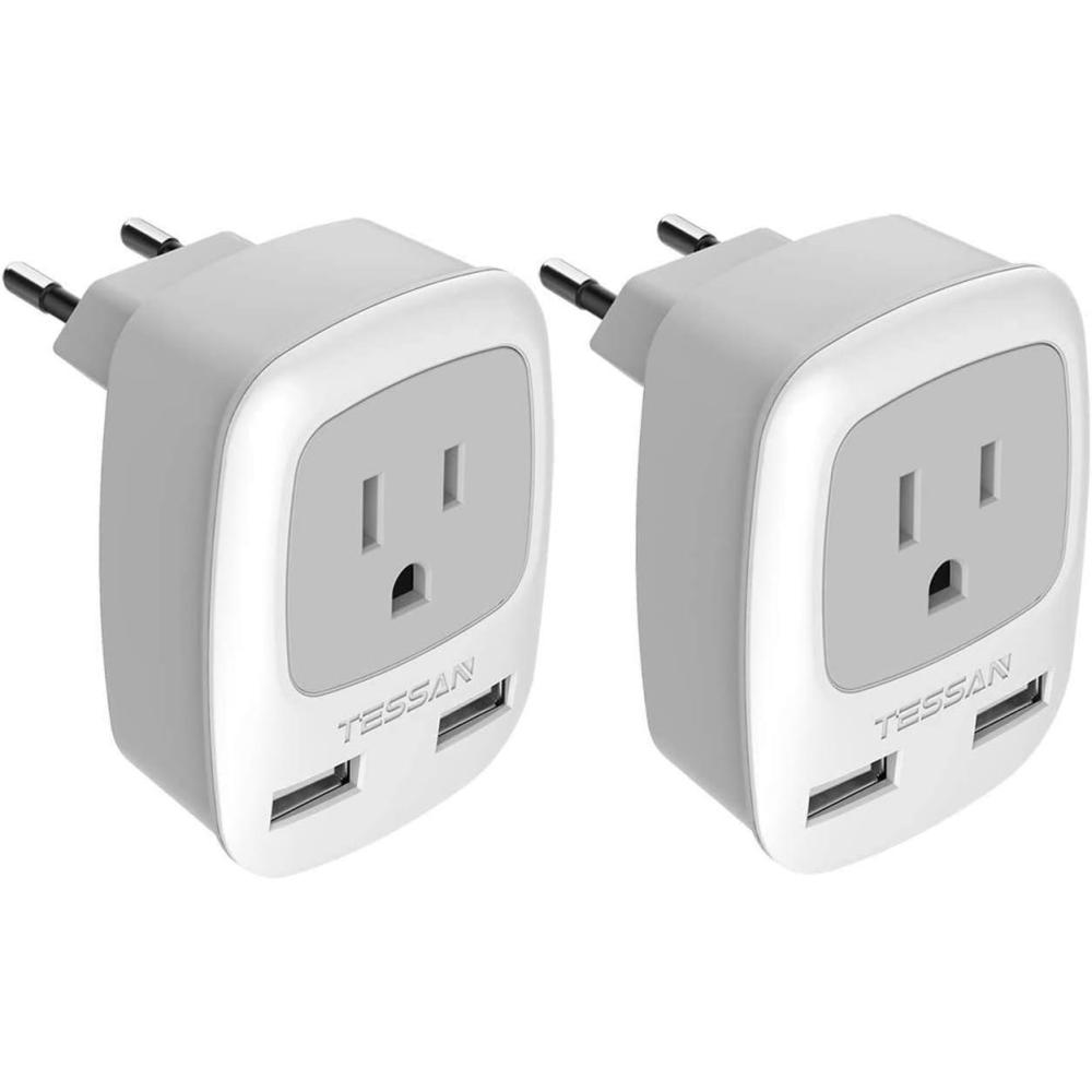 imageUS to India Plug Adapter 3 Pack TESSAN Type D Travel Adapter with 3 USB Ports 1 USB C Power Adaptor for US to India Nepal Maldives Pakistan Bangladesh Sri Lanka Bhutan Yemengrey