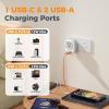 image2 Pack New Zealand Power Adapter TESSAN US to Australia Plug Adapter with 1 Electrical Outlet 3 USB Ports 1 USB C Type I Travel Outlet Adaptor for USA to Australian Argentina China Fiji AUwhite grey  Type D