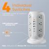 imageTESSAN 15 ft Extension Cord Tower Power Strip 4 Individual Switches with 12 AC Outlets 5 USB Ports 2 USB C Surge Protector Flat Plug Long Extension Cord with Multiple Outlets for Office Dorm