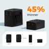 imageTESSAN 20W International Power Adapter Ultra Slim Universal Travel Adapter with 2 USBC 1 USBA Travel Adaptor Worldwide Plug for US to European UK Spain England New Zealand Type C G A I Black25W  Black