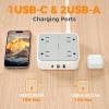 imageTESSAN Surge Protector Power Strip 5 Ft Flat Plug Extension Cord with 4 Outlets 3 USB C Ports 1 USB C900 Joules 1875W 15A Multiple Wall Outlet Extender Suitable for Office Dorm Room EssentialsGrey  Surge Protector