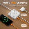imageTESSAN Surge Protector Power Strip 5 Ft Flat Plug Extension Cord with 4 Outlets 3 USB C Ports 1 USB C900 Joules 1875W 15A Multiple Wall Outlet Extender Suitable for Office Dorm Room EssentialsWhite  Surge Protector