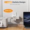 imageTESSAN USB C Charger Block Multi Plug Wall Outlet Extender with 3 USB Retractable USBC Cable 3 Side Multi Port Adapter for Cruise Bathroom Office Dorm Essentials