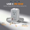imageTESSAN Universal Travel Adapter PD 20W Ultra Thin International Power Adapter with 2 USB C 1 USB A WhiteType C G I AGrey