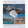 imageUS to India Plug Adapter 3 Pack TESSAN Type D Travel Adapter with 3 USB Ports 1 USB C Power Adaptor for US to India Nepal Maldives Pakistan Bangladesh Sri Lanka Bhutan YemenGreyWhiteType D