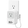 imageTESSAN USB C Charger Block Multi Plug Wall Outlet Extender with 3 USB Retractable USBC Cable 3 Side Multi Port Adapter for Cruise Bathroom Office Dorm Essentials