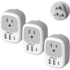 imageUS to India Plug Adapter 3 Pack TESSAN Type D Travel Adapter with 3 USB Ports 1 USB C Power Adaptor for US to India Nepal Maldives Pakistan Bangladesh Sri Lanka Bhutan YemenGreyWhiteType D