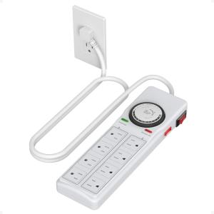 imageTESSAN 8 Outlets Power Strip with Timer 4 Sockets Timed The Others Always On 4 FT Extension Cord with Multiple Outlets 900J Timer Surge Protector Power Strip with Switch for Plant Aquarium Light